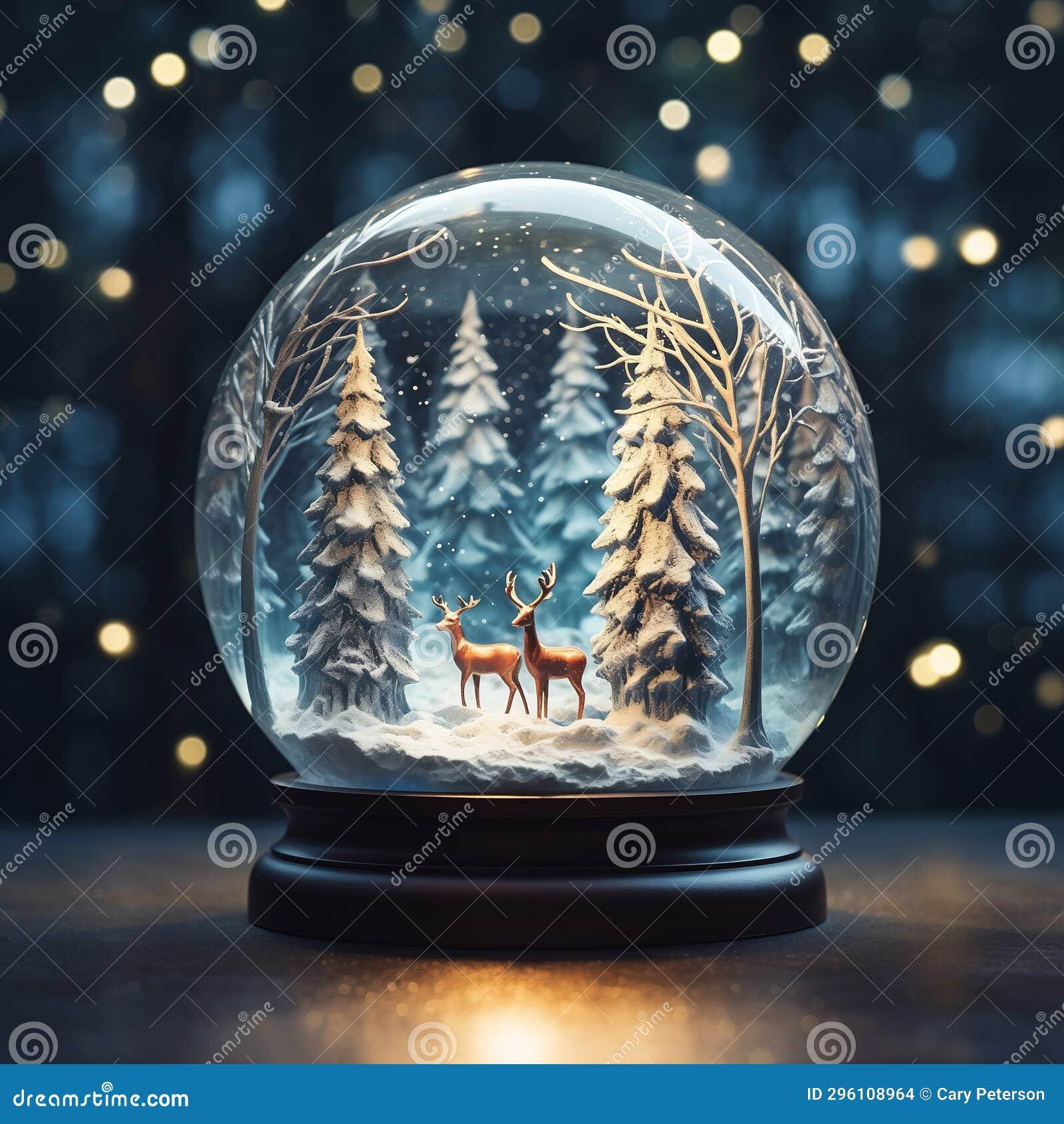 Enchanted Winter Wonderland: a Whimsical Snow Globe Illustration ...