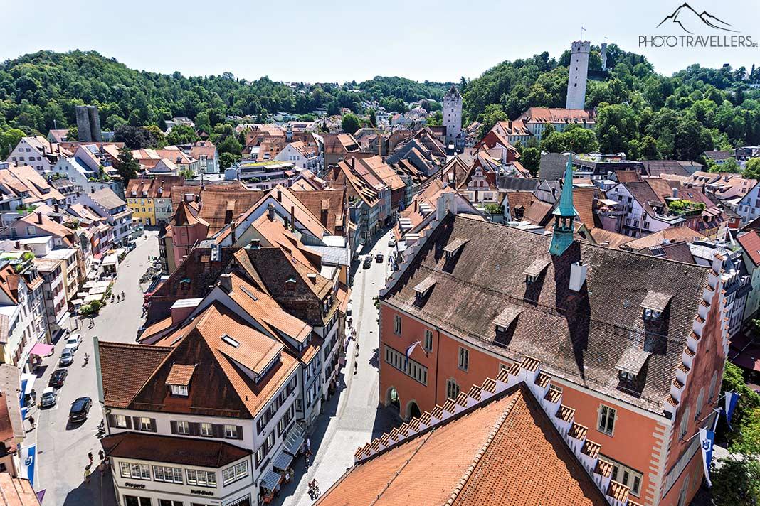 Vue depuis la tour Blaser sur la vieille ville de Ravensburg