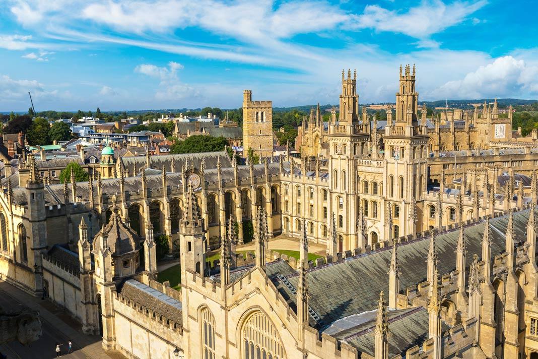 Vue aérienne de l'université d'Oxford