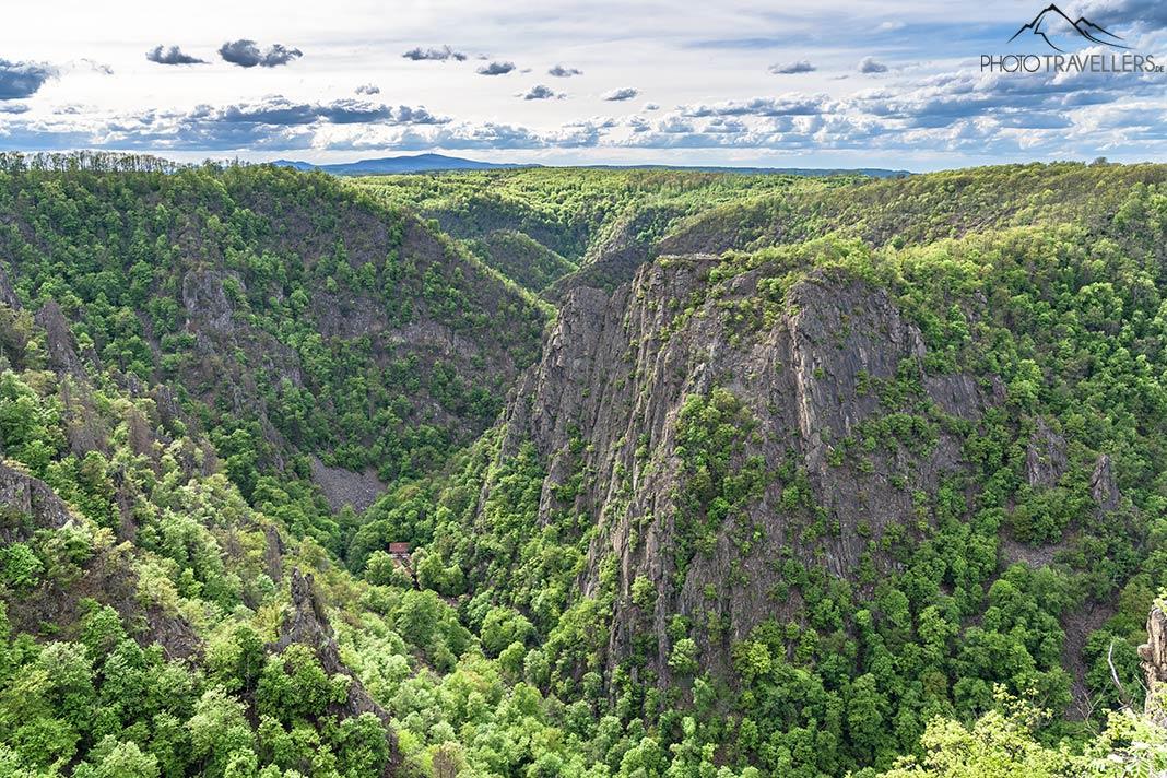 La vista al Bodetal desde el Hexentanzplatz