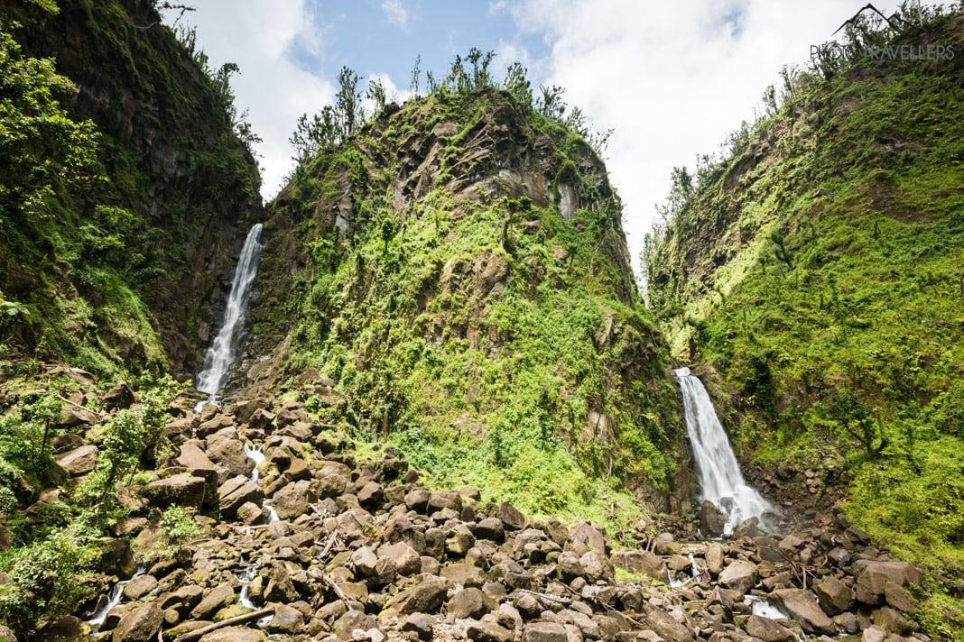 Las Trafalgar Falls, una cascada doble en la selva, en Dominica