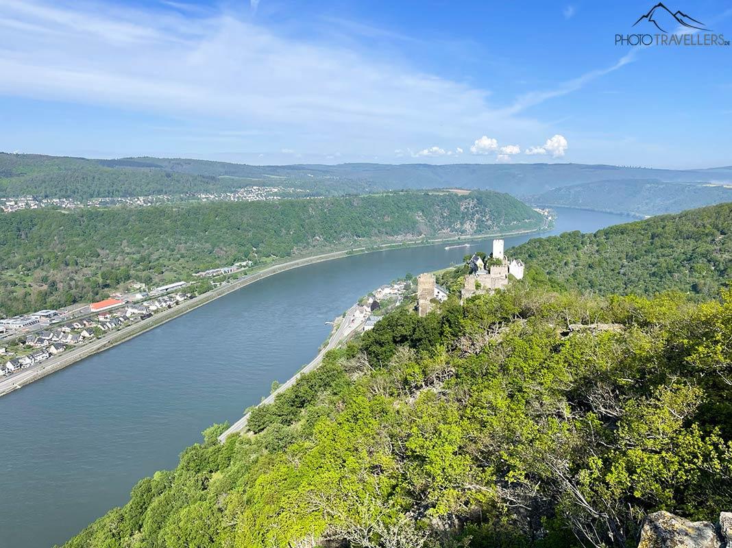 Vue sur les châteaux de Liebenstein et Sterrenberg sur le Rheinsteig