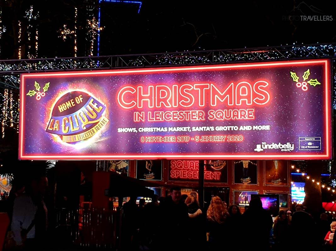O mercado de Natal de Leicester Square em Londres