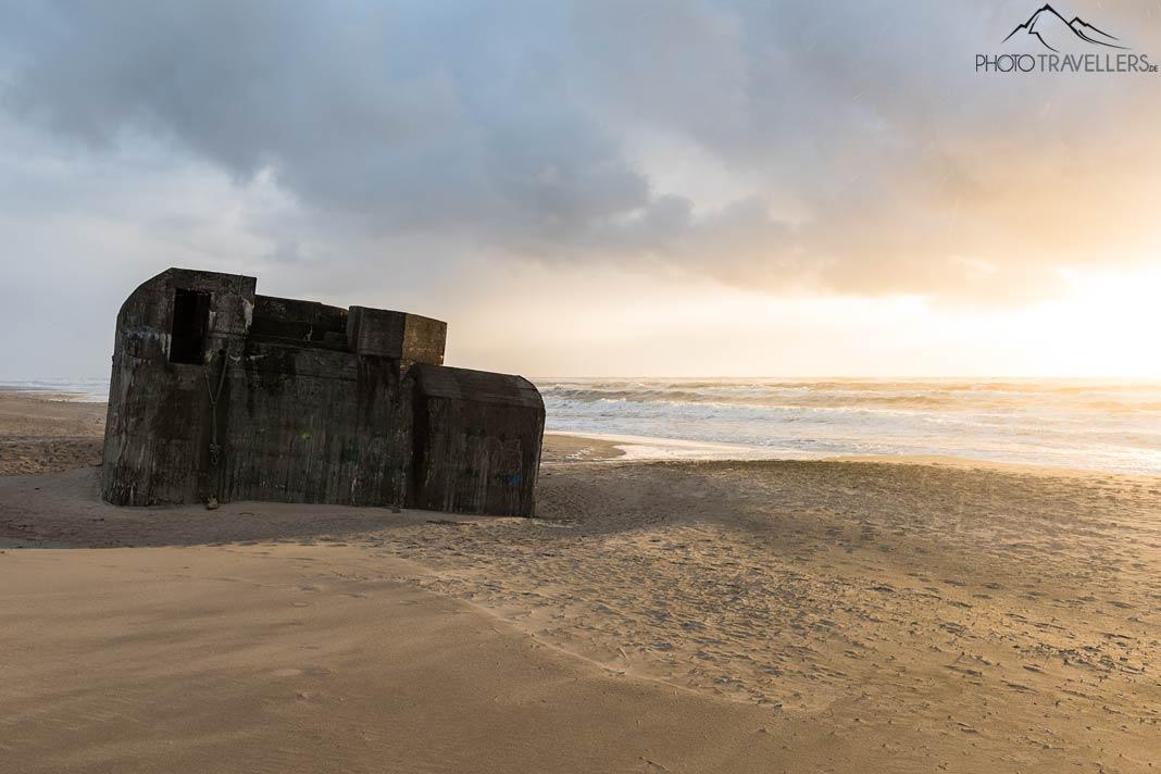 Un bunker de la position de la couleuvre à collier sur la plage de Søndervig
