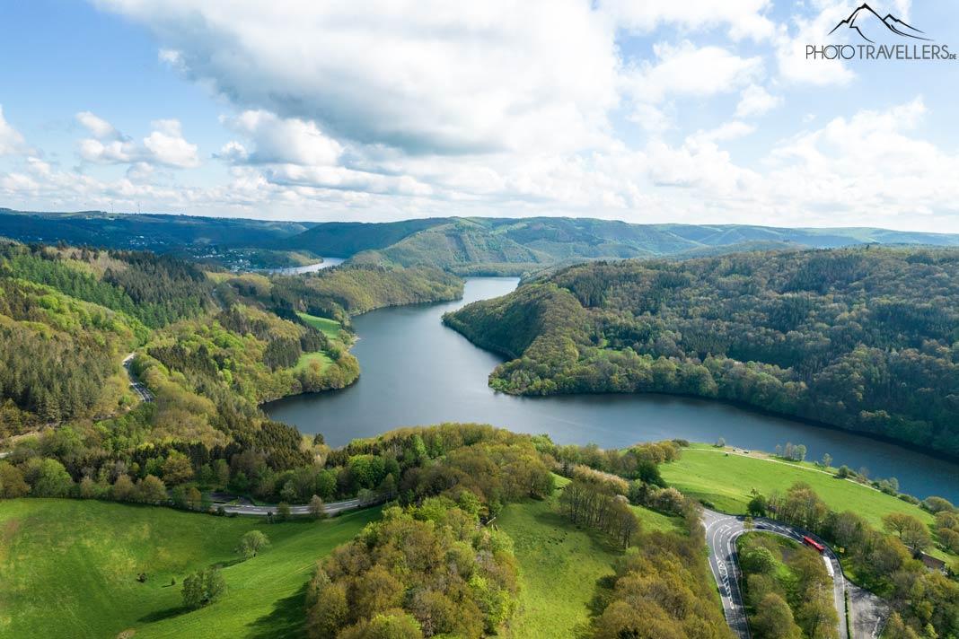 Le lac Obersee en Eifel vu du ciel