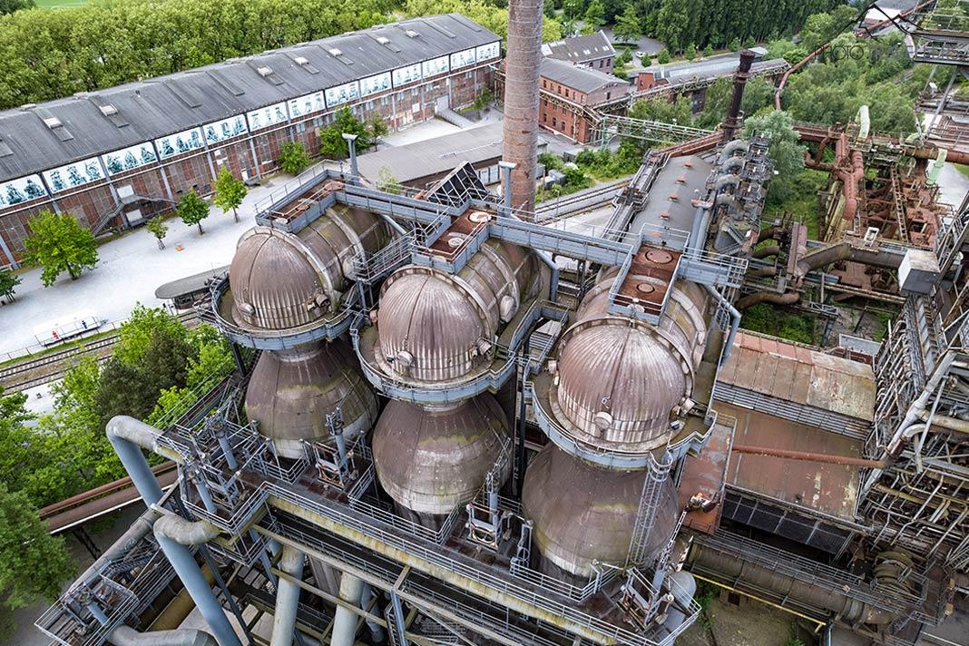 Vue aérienne sur le parc paysager Duisburg-Nord