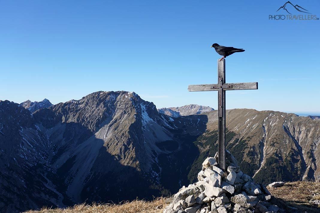 Une corneille sur le crucifix du Frieder