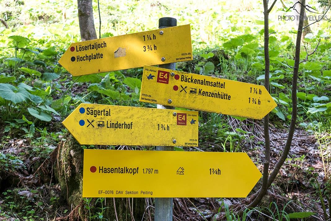Panneau directionnel vers le Hasentalkopf