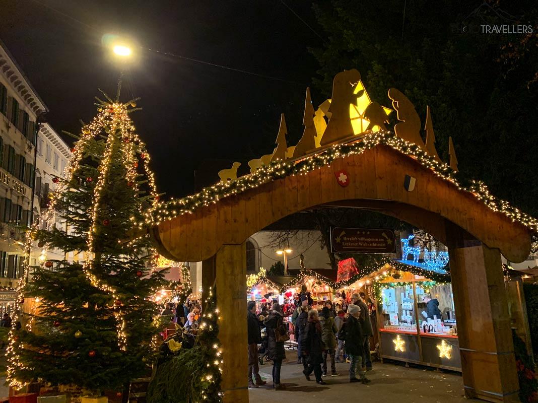 L'entrée du marché de Noël le plus connu de Lucerne