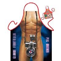 Un tablier de cuisine avec un photographe nu