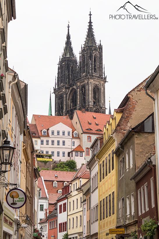 Vue sur les anciennes maisons et la cathédrale de Meissen