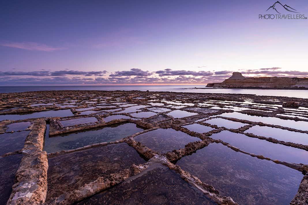 As salinas em Gozo ao amanhecer