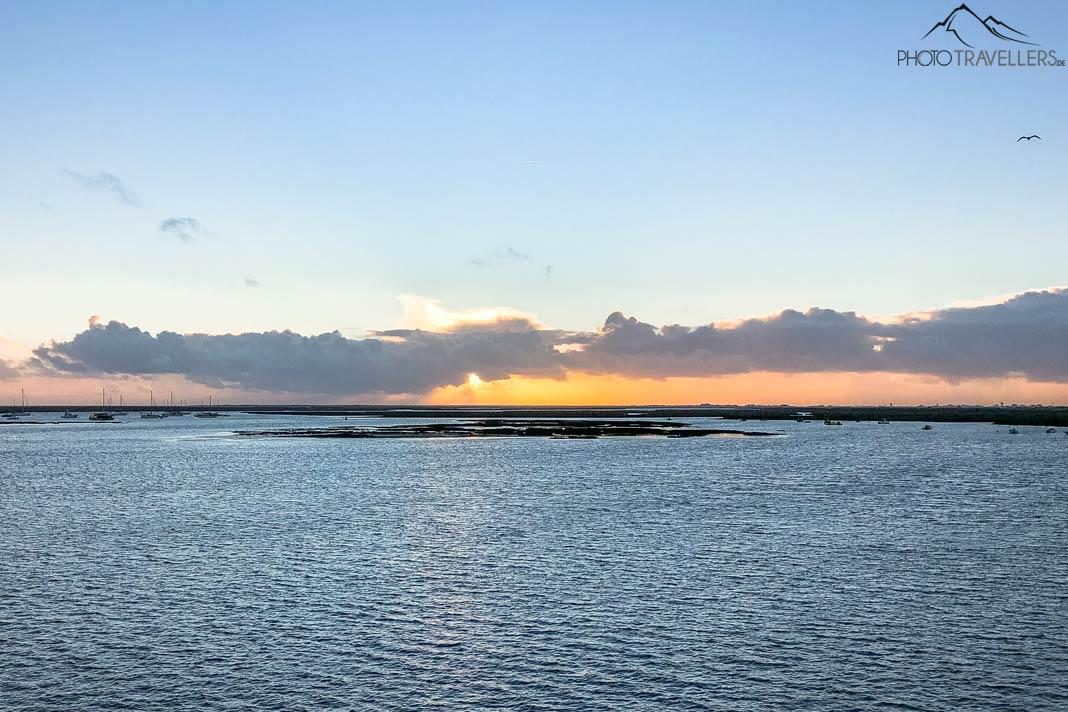 Atardecer en la área protegida Ria Formosa