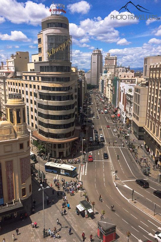 La vue sur le bâtiment Schweppes à Madrid