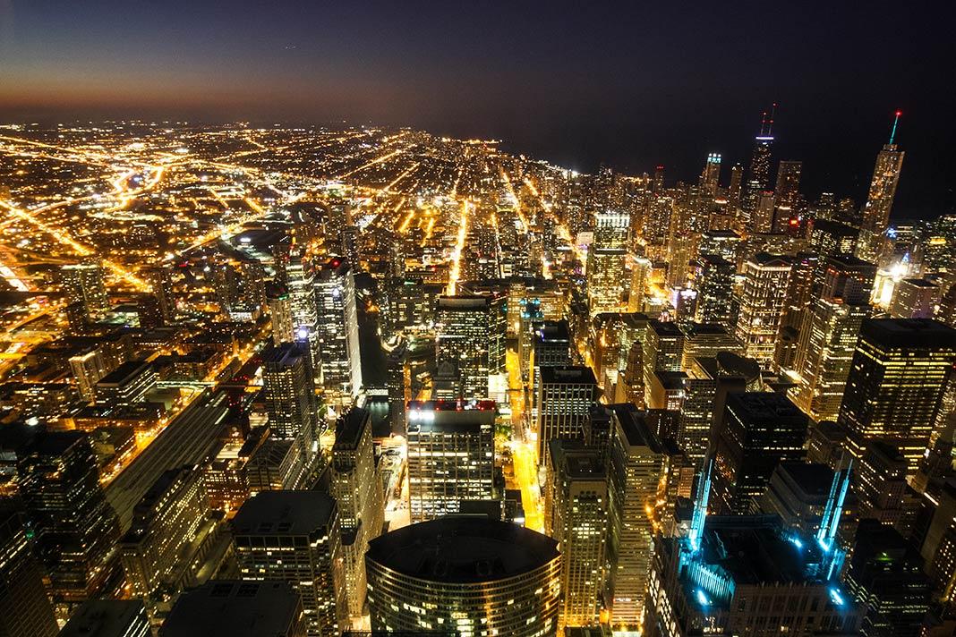 Vue de la Sears Tower la nuit
