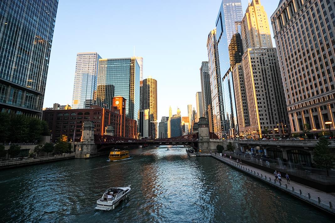 Vue sur la rivière Chicago