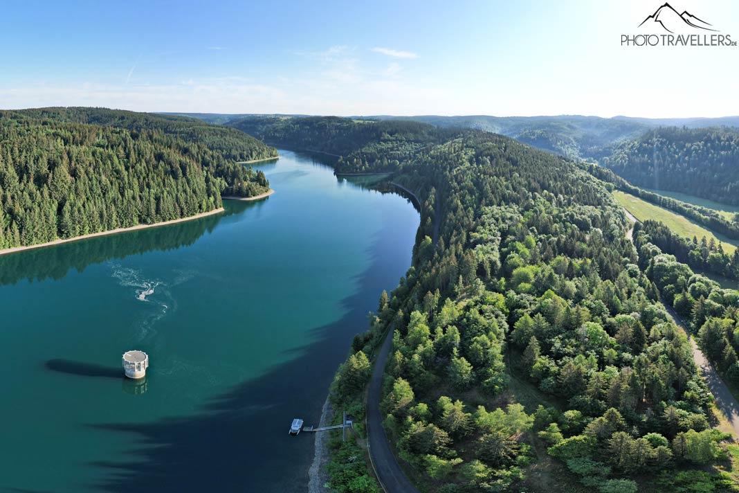 Vue aérienne sur la Ködeltalsperre