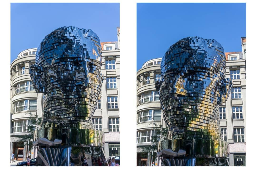 A escultura de Franz Kafka em Praga