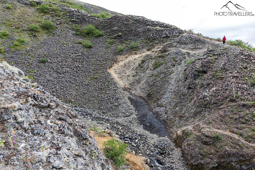 Um ponto de escalada leve no caminho para o Glymur