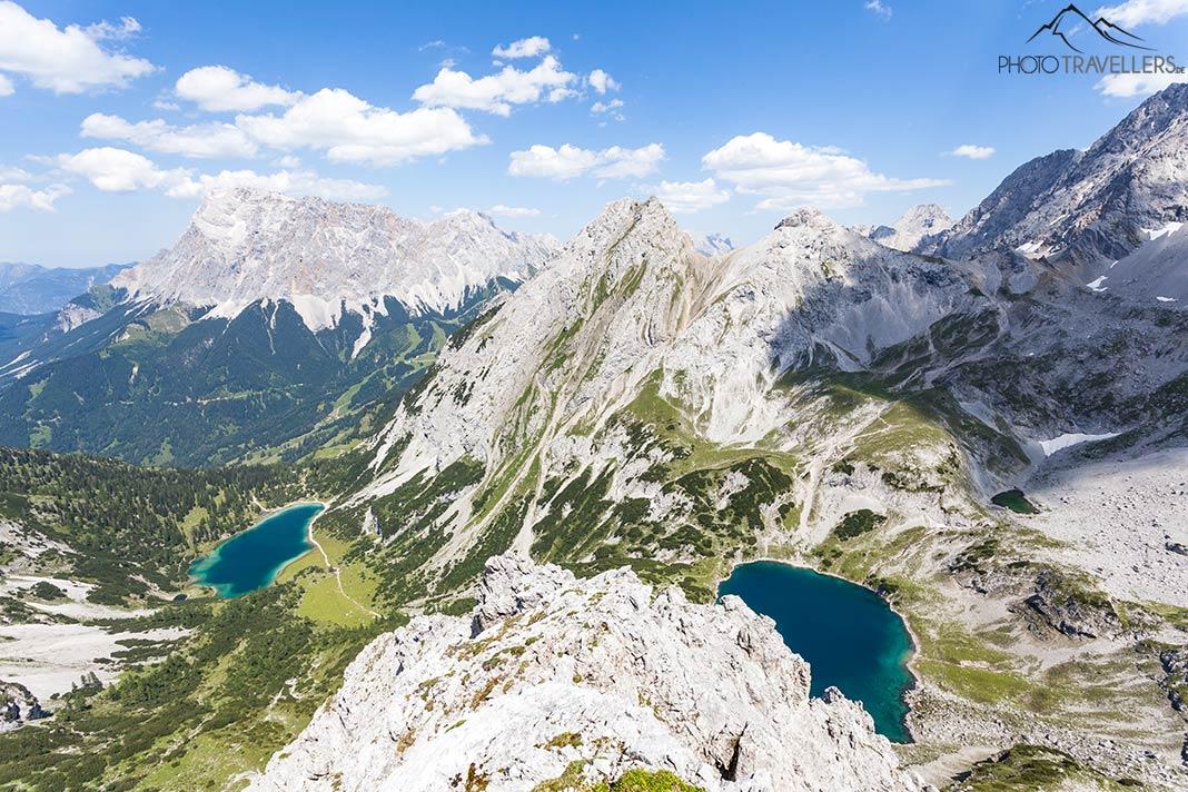 La vista del Seebensee y el Drachensee desde la cima del Drachenkopf