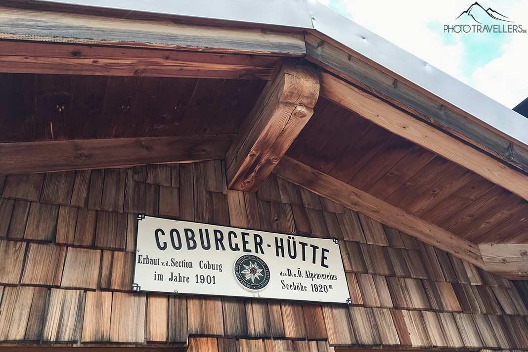 El cartel de la Coburger Hütte