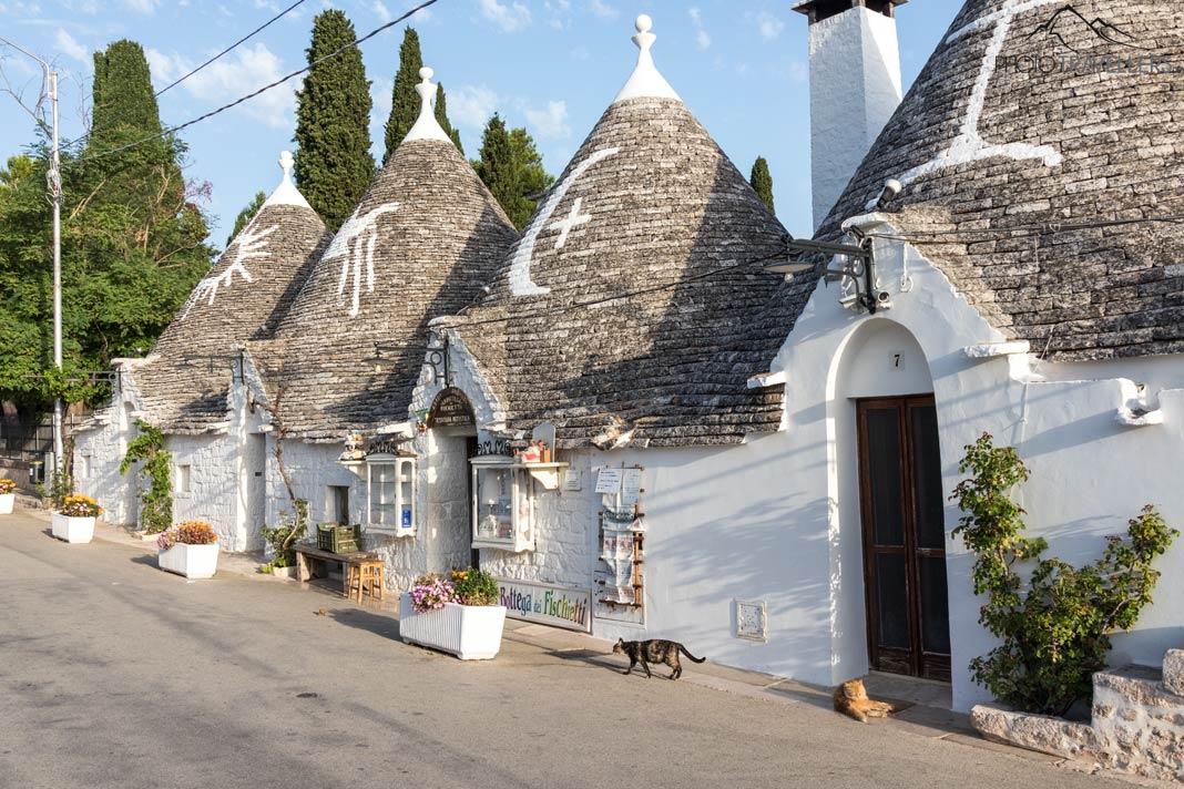 Fila de casas en Alberobello