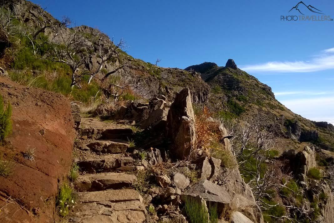 Un escalier en pierre menant vers le Pico Ruivo