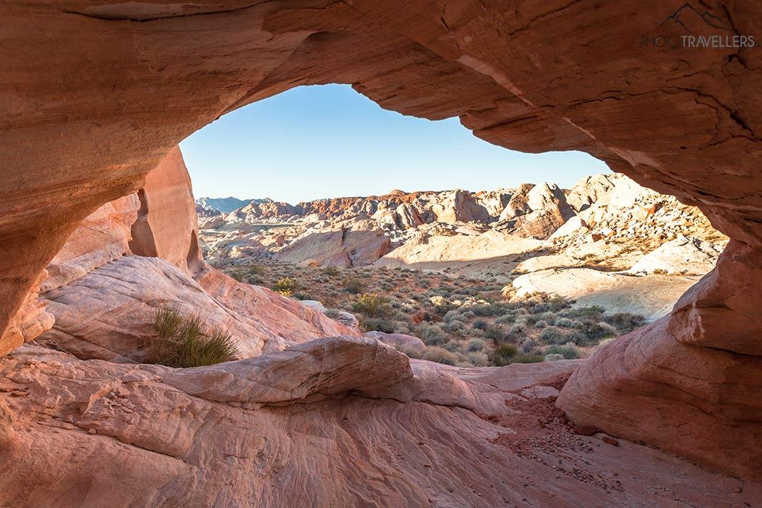 La vue depuis le Thunderstorm Arch dans le Valley of Fire