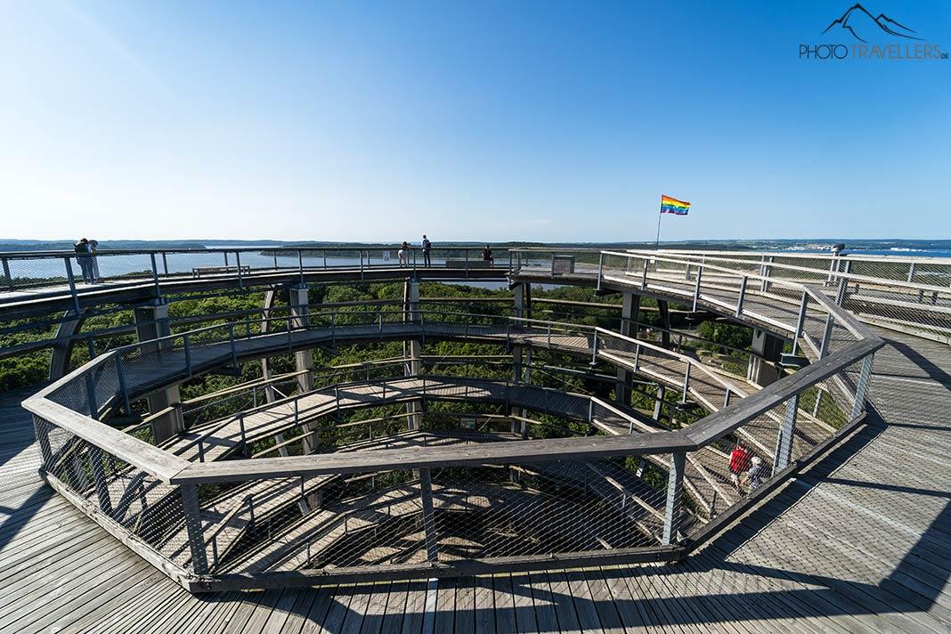 Vue depuis la plateforme d'observation de la tour du sentier des cimes au centre de nature à Rügen