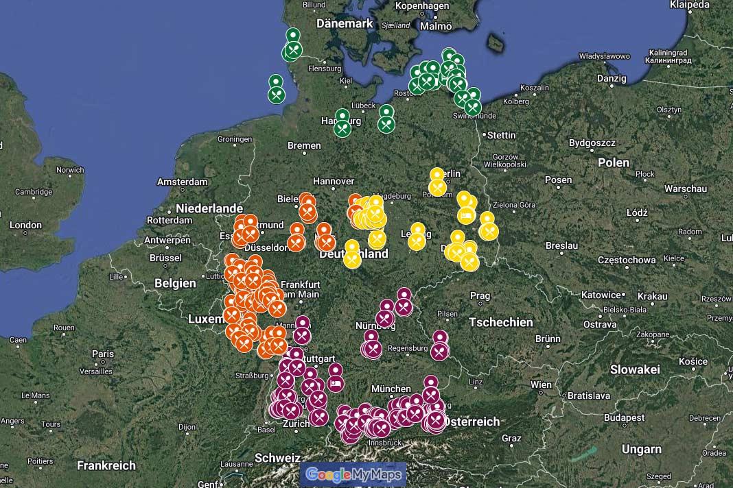 Mapa da Alemanha com todos os destaques do guia de viagem