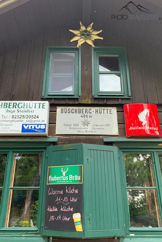 L'entrée de la cabane Buschberghütte