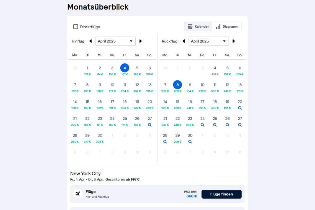La recherche de vols sur Skyscanner