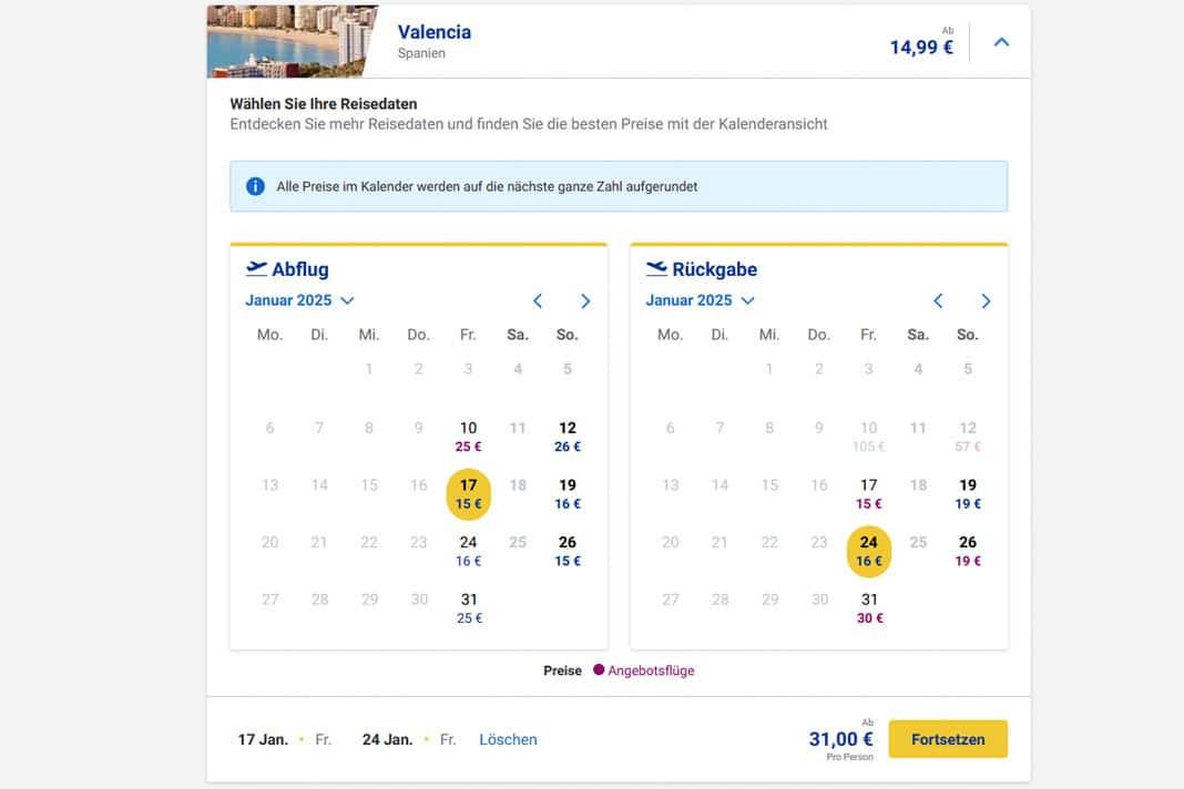 Un vol pas cher vers Valence sur le site de Ryanair