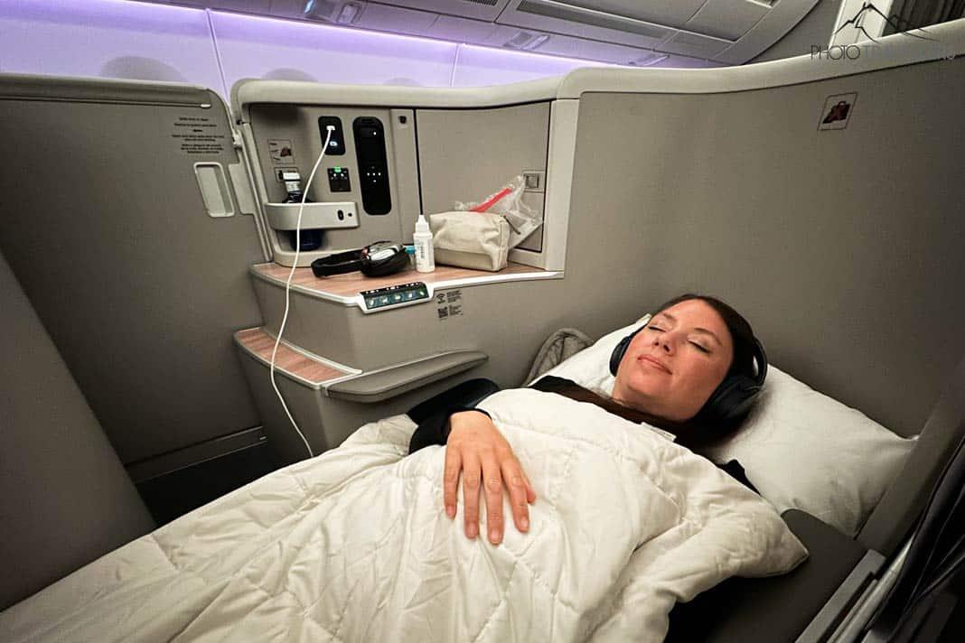 Biggi dort en classe affaires avec Iberia