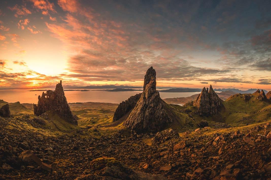 Formation rocheuse Old Man of Storr sur l'île de Skye