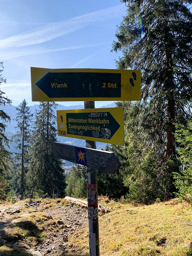 Panneau indicatif vers le Wank