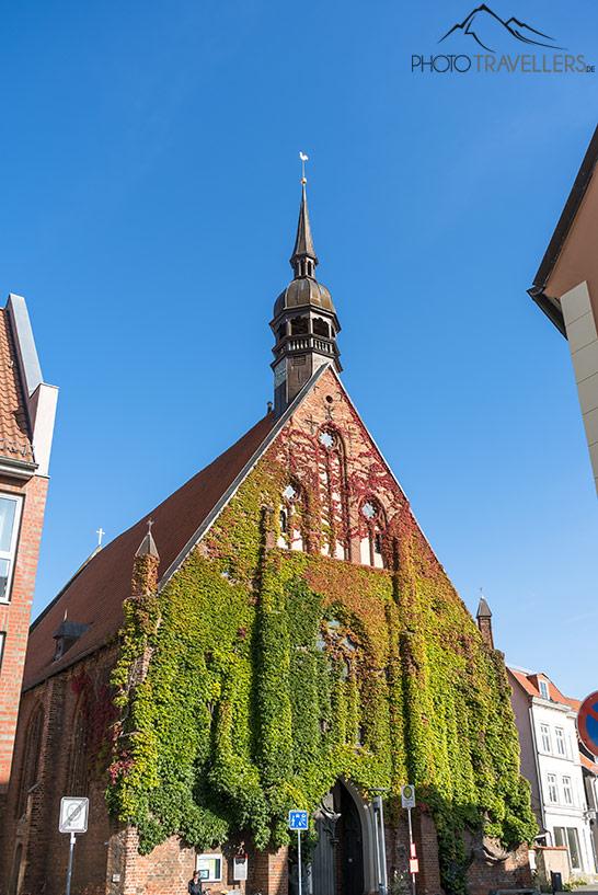 L'église Heiliggeist à Stralsund avec la vigne colorée sur la façade