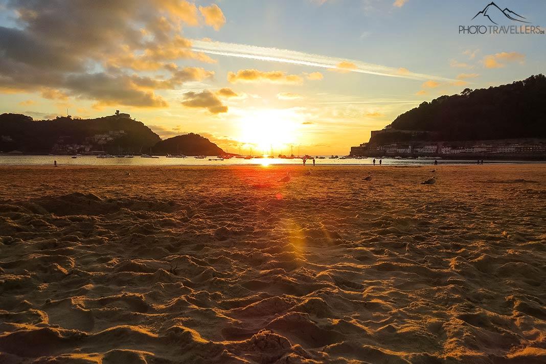 Le coucher de soleil à la plage Playa de La Concha