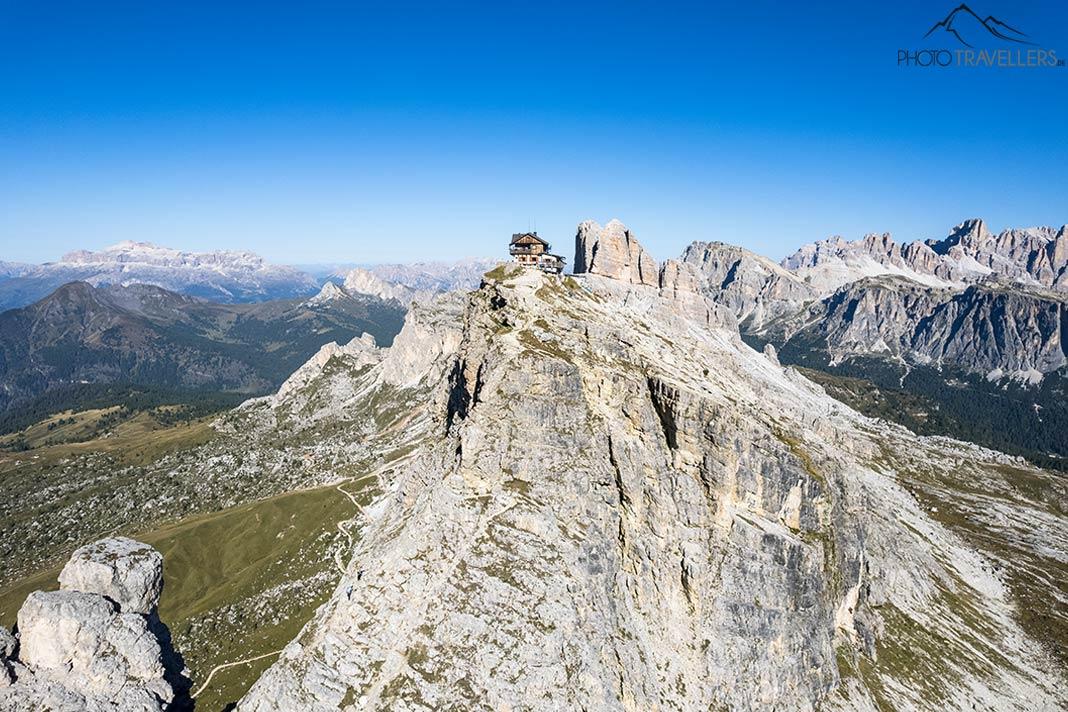 La vista aérea del Rifugio Nuvolau