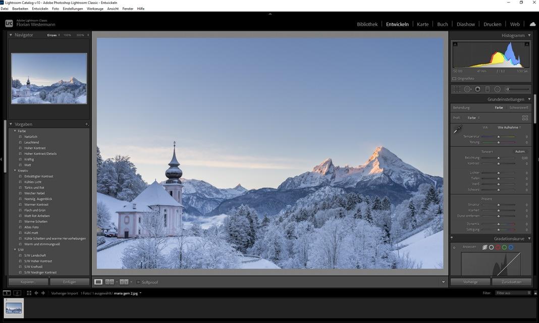 Capture d'écran d'Adobe Lightroom
