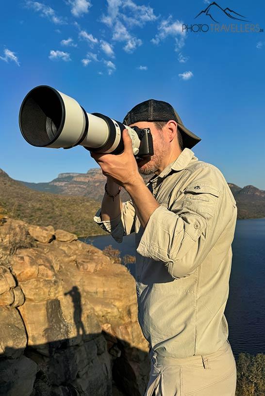 Photographe Florian Westermann avec l'objectif Sony 100-400