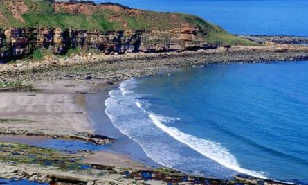 Pease Bay and distant torness nuclear power station,berwickshire,borders