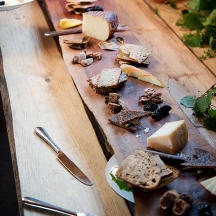 Rather dishy … Saturday night dinners from chef Jamie Kennedy are a regional highlight. Here a long, rectangular wooden serving platter is filled with bread, meat and cheeses.