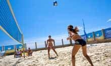 Playing beach volleyball at Yellowave, Brighton