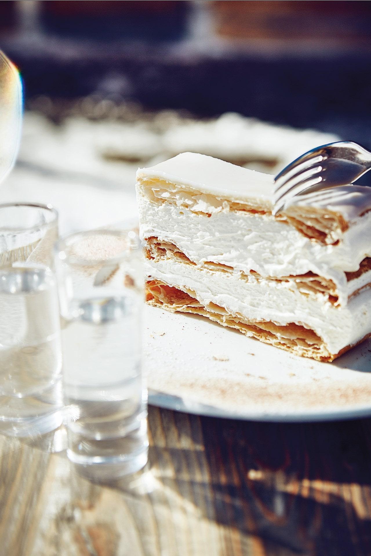 Cremeschnitte and Schnapps at Skihütte Gruobenalp in Klosters